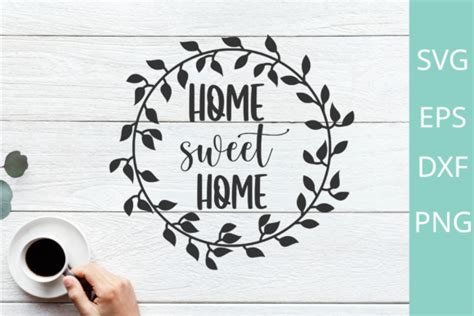 Download Wreath Home Sweet Home Svg File Files For Crafts