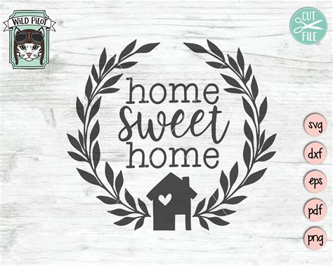Download Wreath Home Sweet Home Svg File Printable