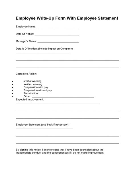 26+ Employee Write Up Form Templates Free Word,