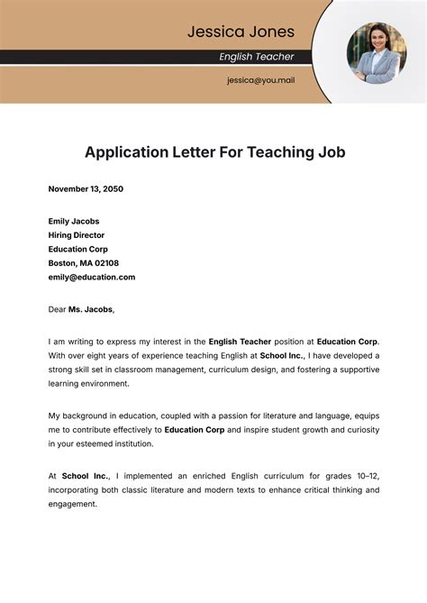 Job Application Letter Sample For Teacher 2020 Teacher Cover Letter