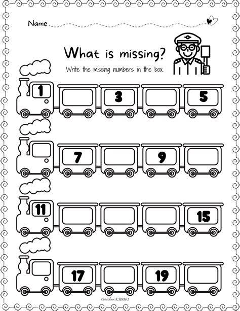 Write Missing Numbers Worksheet