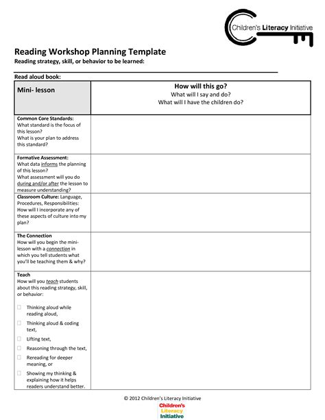 Writing Workshop Lesson Plan Template