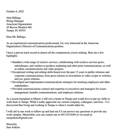 Writing A Cover Letter