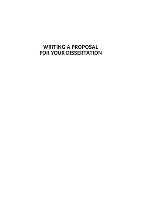 Writing A Proposal For Your Dissertation: Guidelines And Examples Highlights