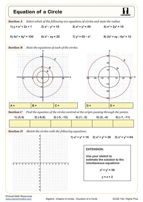 Writing Equations Of Circles Worksheet Answers