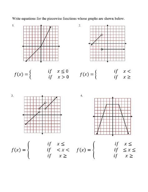 Writing Equations for piecewise defined functions worksheet