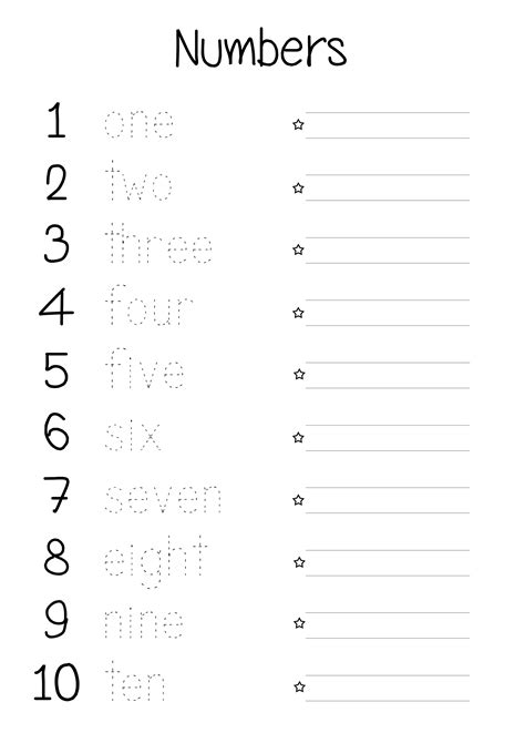 Writing Number Words Worksheets
