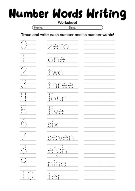 Writing Numbers With Words Worksheets