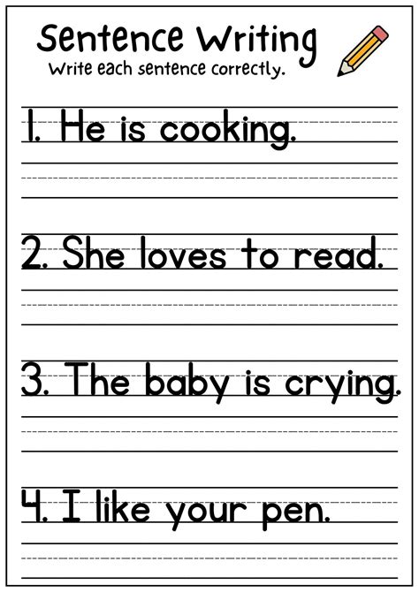 Writing Sentences Worksheets Kindergarten
