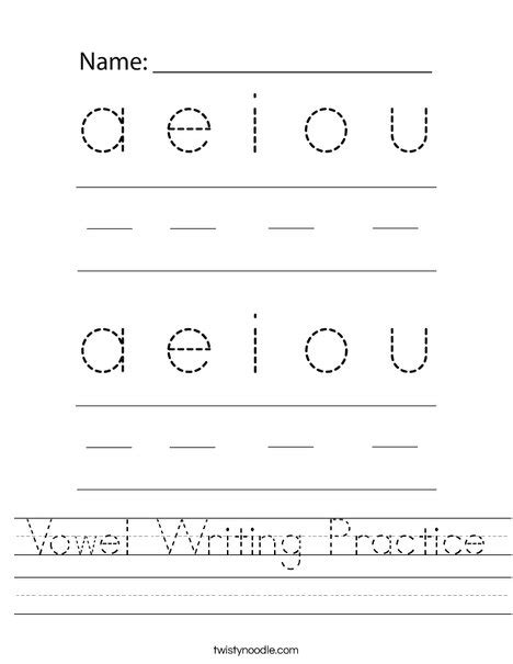 Writing Vowels Worksheet