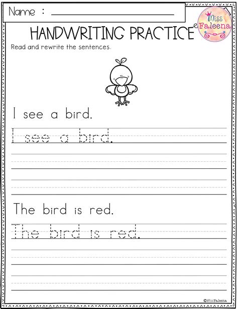 Writing Worksheet For Kindergarten