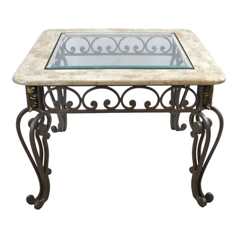 Wrought Iron Coffee Table With Glass Top / 1 Of 2 Square Wrought Iron Coffee Tables By Giovanni