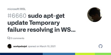 Wsl Sudo Apt Update Temporary Failure