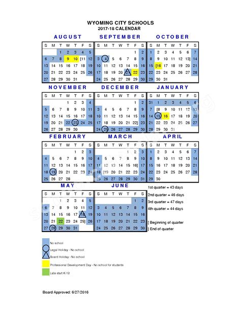 Wyoming Area Calendar