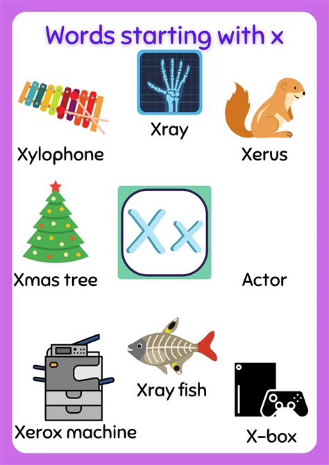 X Words For Kids Printable