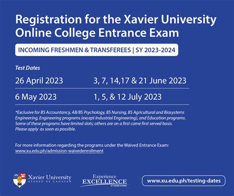 Xavier University Entrance Exam 2019