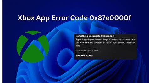 Xbox Error Code 0X87E0000F