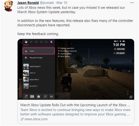 Xbox March system update rectifies controller issues