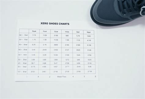 Xero Shoes Sizing Chart