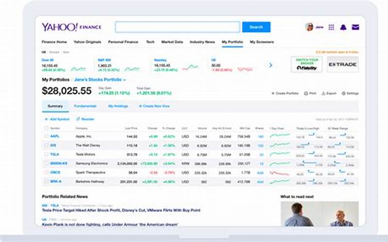 Yahoo Finance Portfolio
