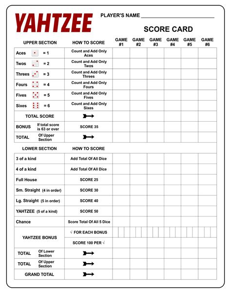 10 Best Printable Yahtzee Score Sheets