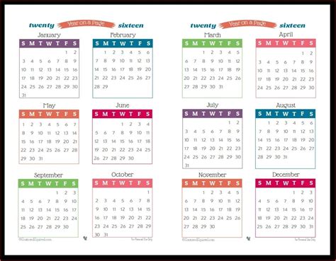 Year Long Calendar