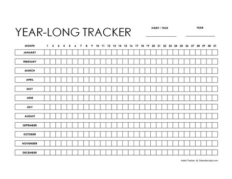 Yearly Habit Tracker Printable Free