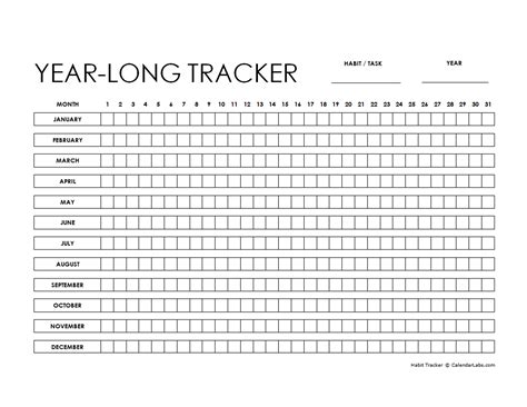 Yearly Habit Tracker Printable