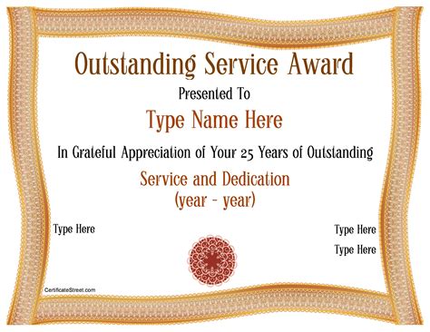 Years Of Service Certificate Templates Free