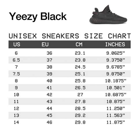 Yeezy Size Chart Shoes: A Comprehensive Guide