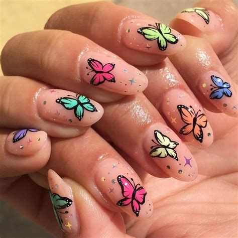 Yellow Nails Design Butterfly