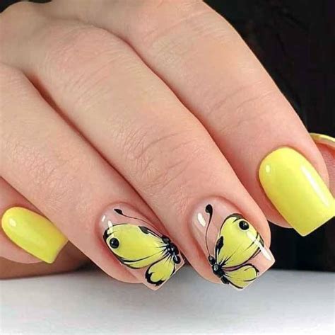 Butterfly Nails Butterfly nail, Yellow nails, Nails