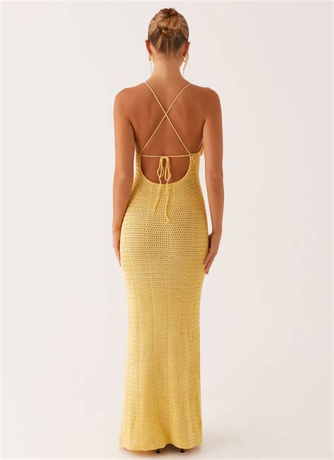 Yellow Crochet Maxi Dress