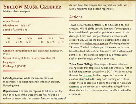 Yellow Musk Creeper - DnD 5e
