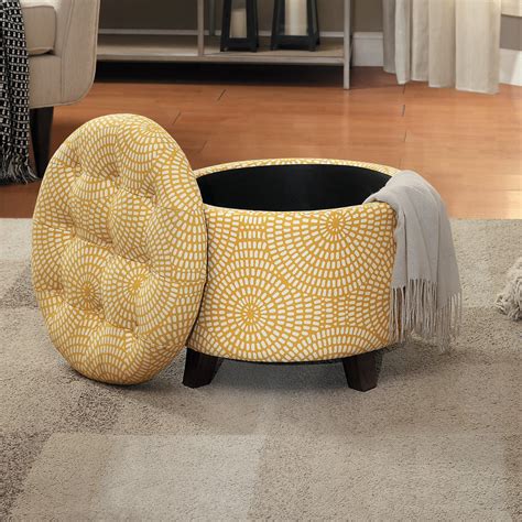 Brika Home Tufted Storage Ottoman in Yellow