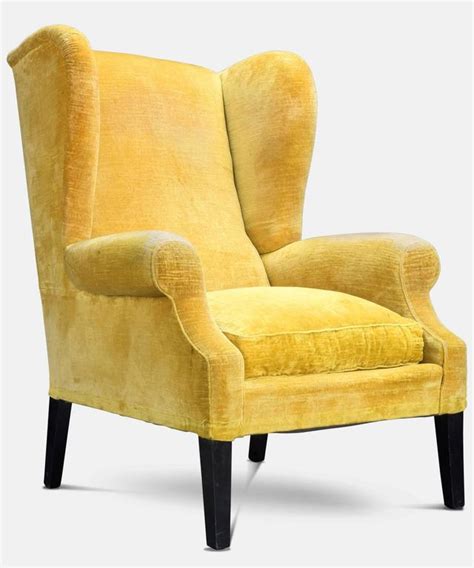 Yellow Velvet Wingback Chair