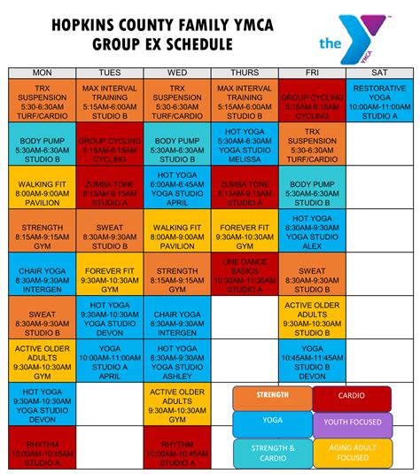 Group Exercise Class Schedule St. Joseph YMCA