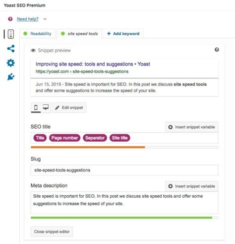 Yoast SEO Snippet Editor