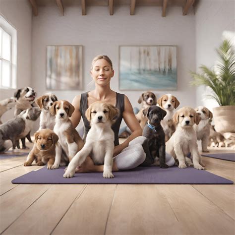 Yoga Class With Puppies