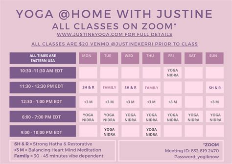 Yoga Class Zoom Codes