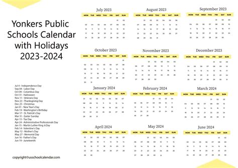 Yonkers Public Schools Calendar 20212022 in PDF
