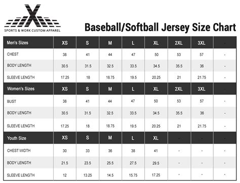 Youth Baseball Size Chart