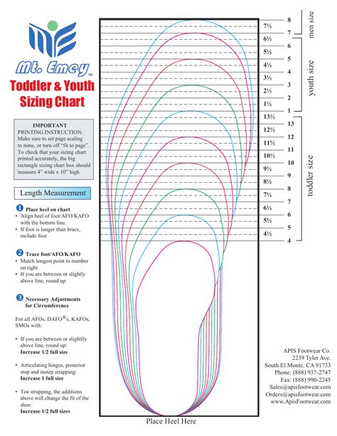 Youth Foot Size Chart