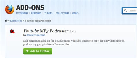 Youtube MP3 Podcaster :: Add-ons for Firefox