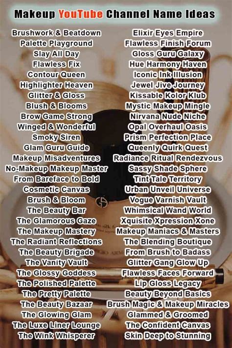 Youtube Makeup Channel Name Ideas