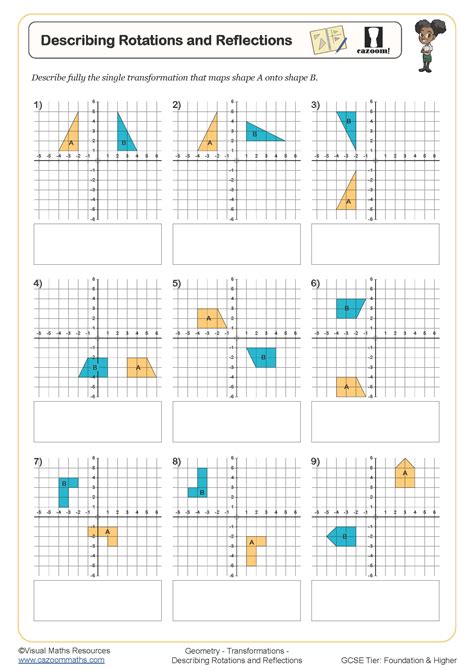 Yr 5 - reflection, rotation & translation worksheet