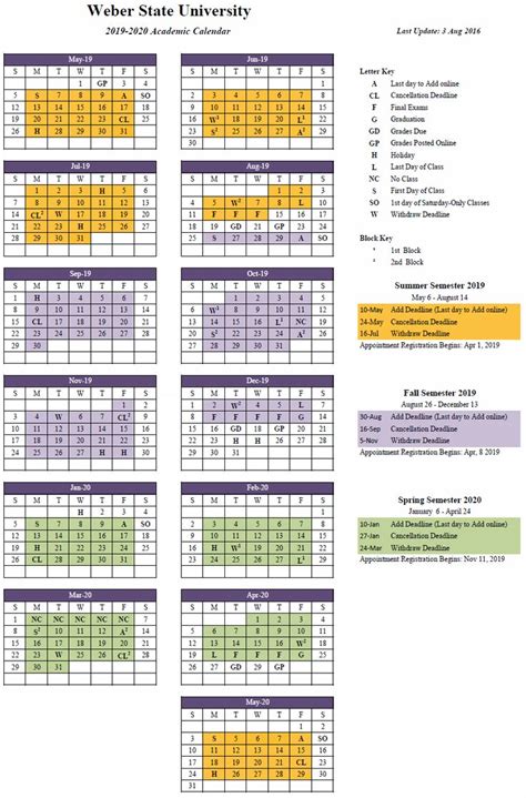 Yu Academic Calendar