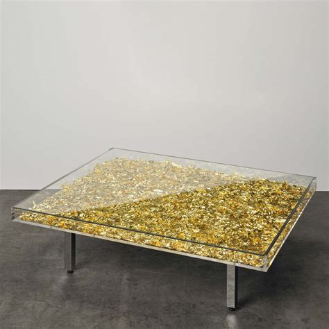 Yves Klein Gold "Monogold" Glass Coffee Table Collectioni Luxury Furniture