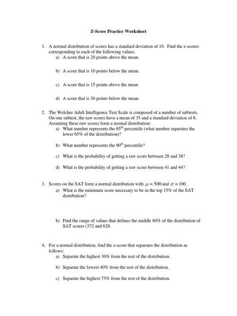 Z Score Practice Worksheet in 2021 | Practices worksheets, Math formula