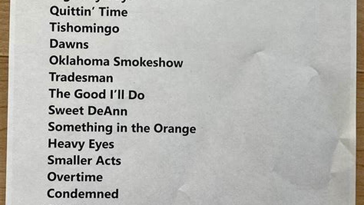 Zach Bryan Concert Set List 2024